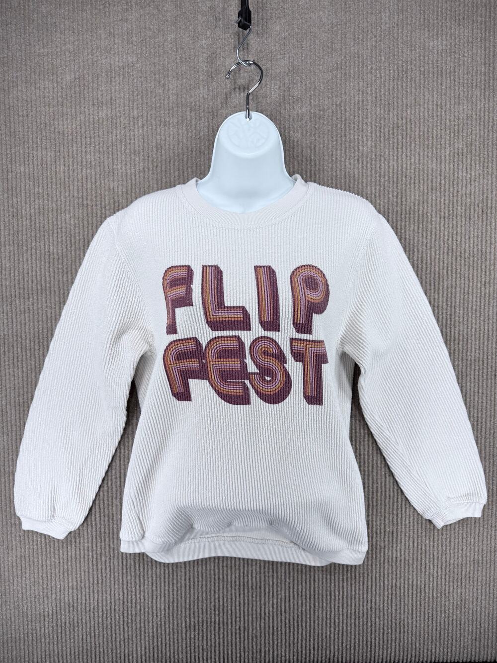 MV Sport Flip Fest Graphic Corded Pullover Sweater Cream Women's XS